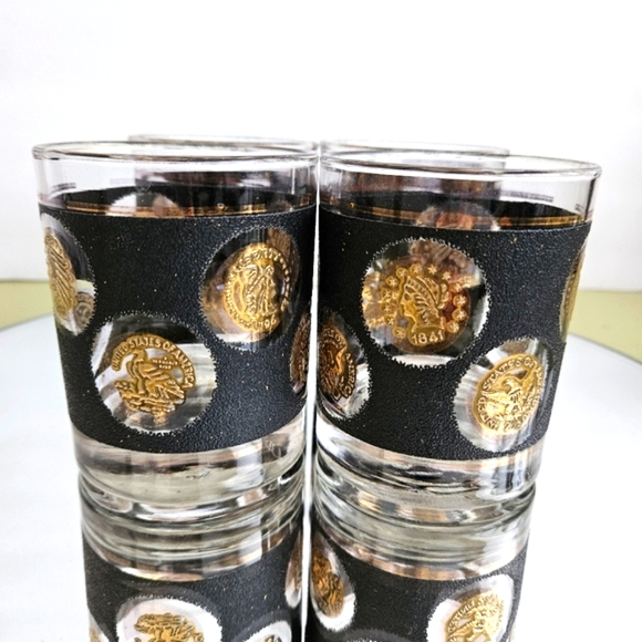 Vintage 22K Gold & Black Libbey Glass Set - Picture 2 of 4
